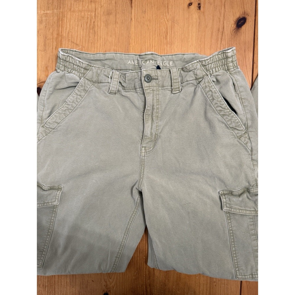 American Eagle Womens Stretch Cargo Pants Olive Green Utility Size 14 Straight - Picture 4 of 8